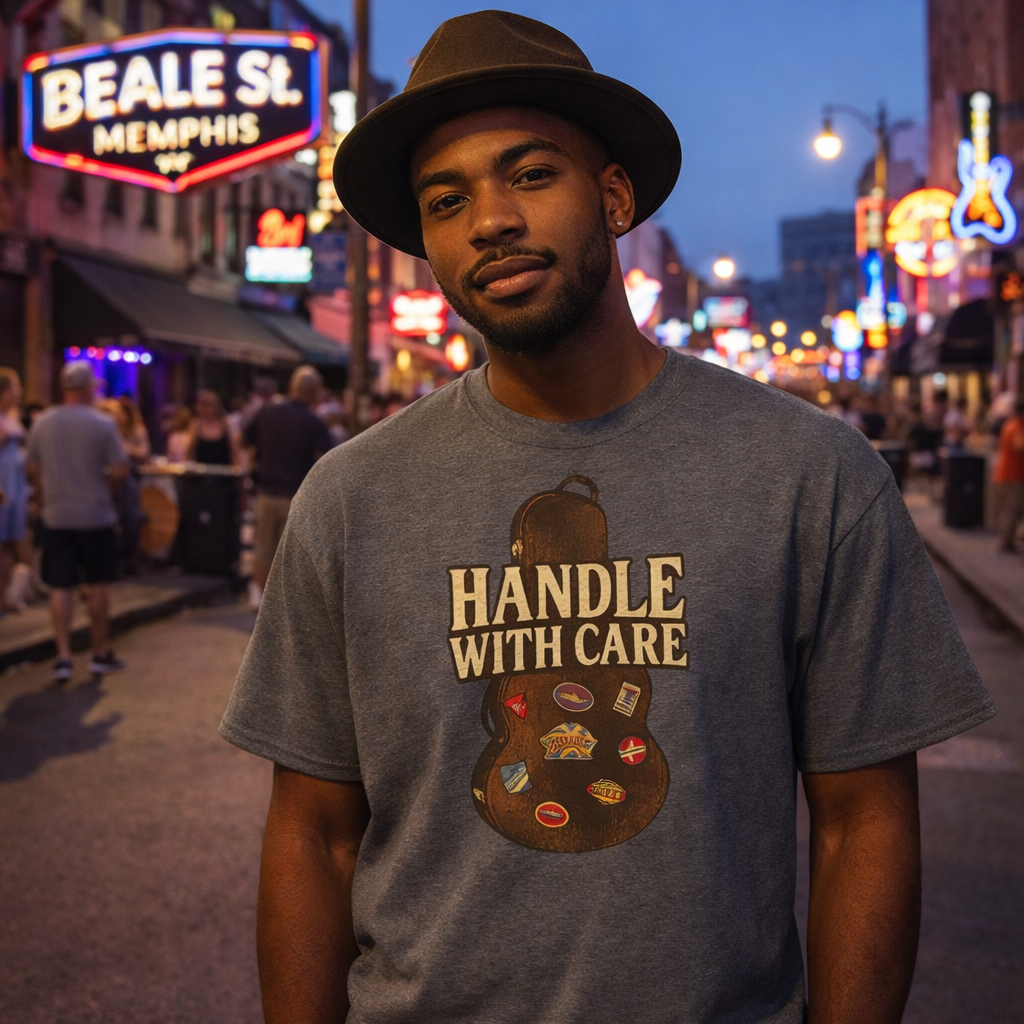 Handle With Care Tee | Blues Rock Retro Traveling Wilburys Lyric Shirt